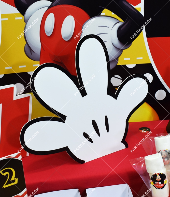 Mickey Mouse Doğum Günü 35 x 28 cm Ayaklı Mickey Mouse Eli Dekor Pano