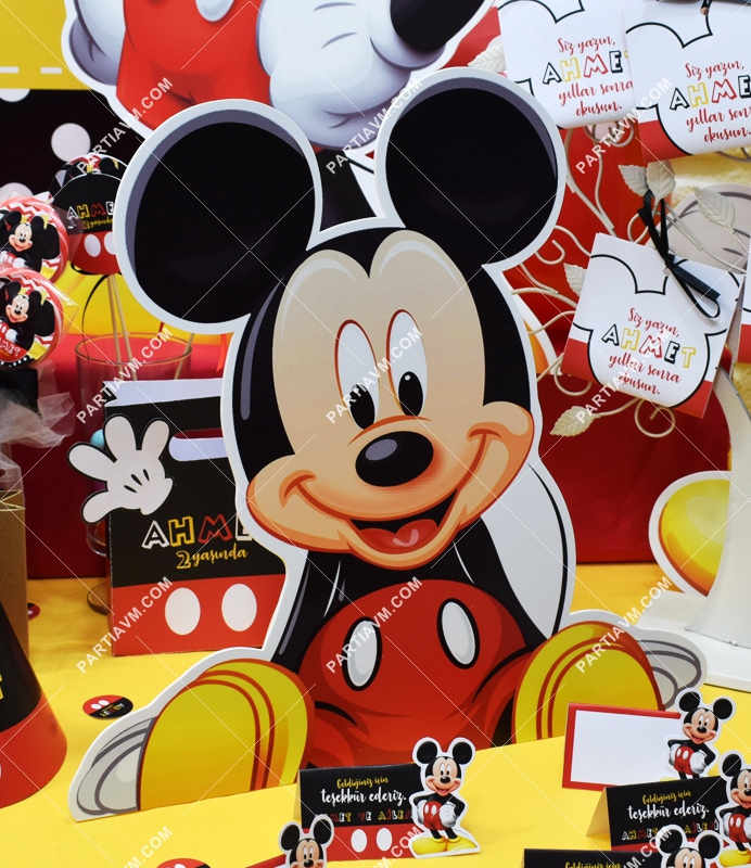 Mickey Mouse Doğum Günü 40 cm Ayaklı Mickey Mouse Dekor Pano