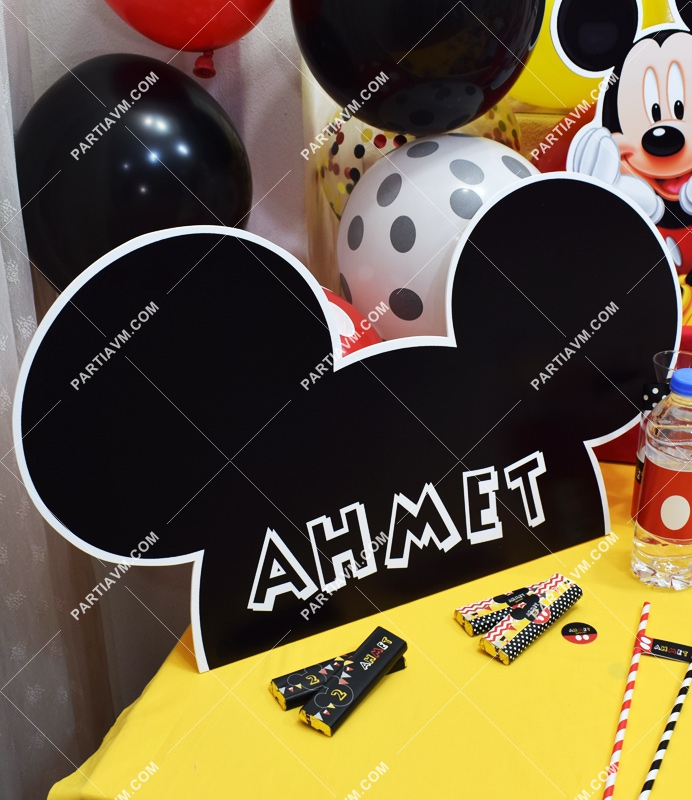 Mickey Mouse Doğum Günü 60 x 35 cm İsimli Mickey Kulak Dekor Pano