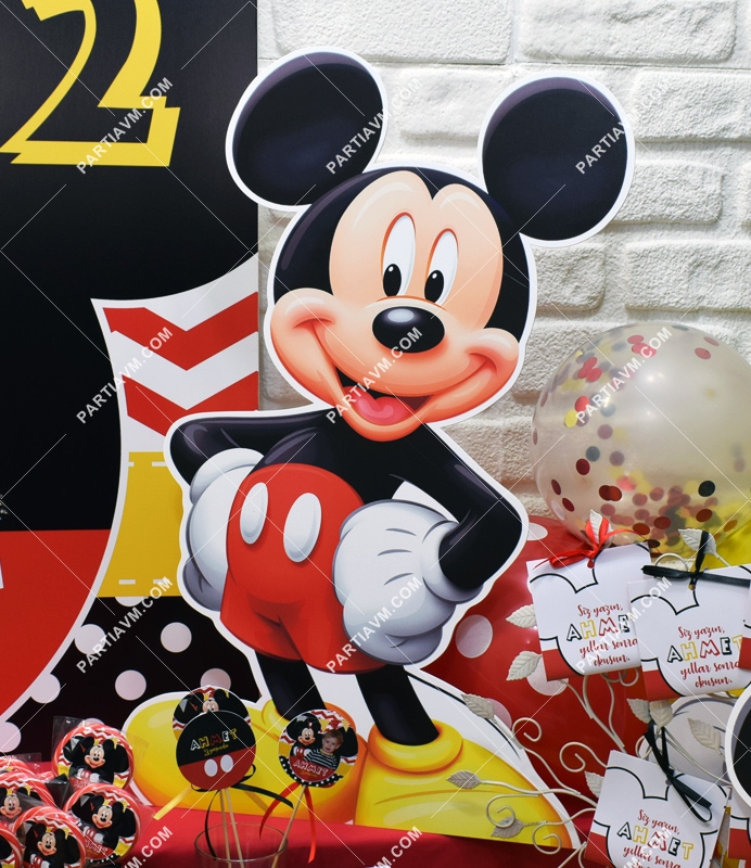 Mickey Mouse Doğum Günü 70 cm Ayaklı Mickey Mouse Dekor Pano