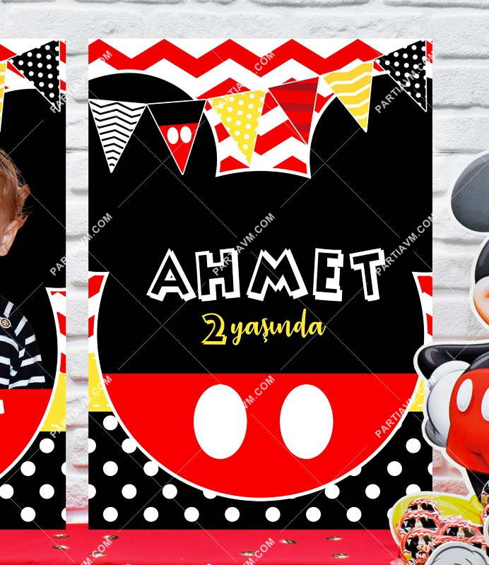 Mickey Mouse Doğum Günü 70x100 cm Katlanmaz Pano Afiş