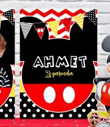 Partiavm Mickey Mouse Doğum Günü 70x100 cm Katlanmaz Pano Afiş