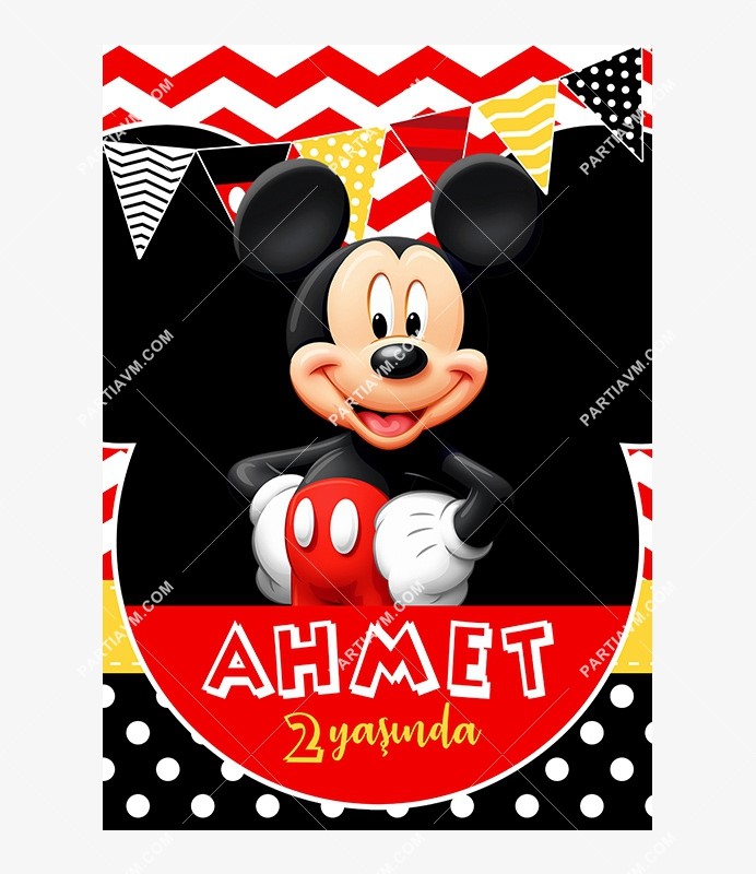 Mickey Mouse Doğum Günü 70x100 cm Katlanmaz Pano Afiş