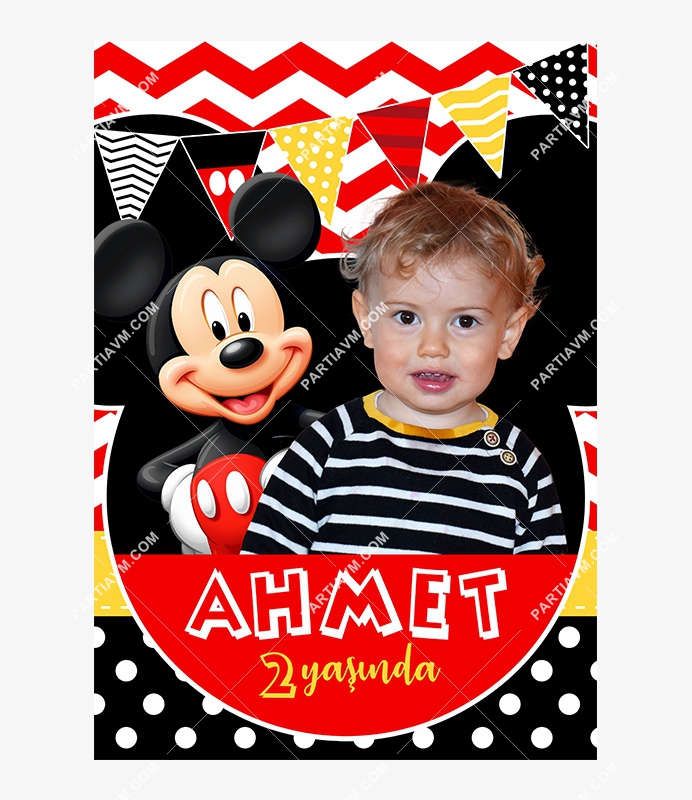 Mickey Mouse Doğum Günü 70x100 cm Yırtılmaz Branda Afiş