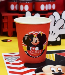 Partiavm Mickey Mouse Doğum Günü Etiketli Karton Bardak 5 Adet