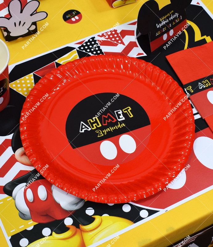 Mickey Mouse Doğum Günü Etiketli Karton Tabak 5 Adet