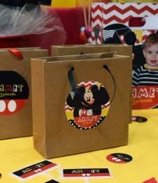 Partiavm Mickey Mouse Doğum Günü Hediye Çantası Etiketli Kurdeleli 10 X 10 cm 5 Adet satın al