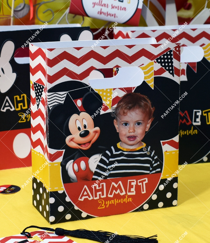 Mickey Mouse Doğum Günü Hediye Çantası Özel Tasarım 13 X 16 cm 5 Adet