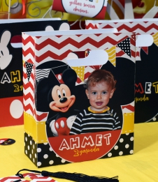 Partiavm Mickey Mouse Doğum Günü Hediye Çantası Özel Tasarım 13 X 16 cm 5 Adet