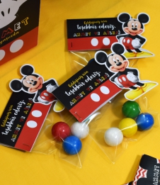 Partiavm Mickey Mouse Doğum Günü Hediyelik Etiketli Poşette Top Sakızlar