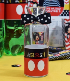 Partiavm Mickey Mouse Doğum Günü Karaf Cam Bardak Etiketli 6 Adet