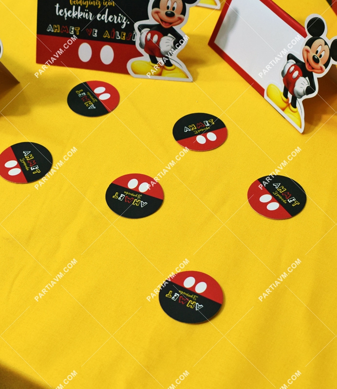Mickey Mouse Doğum Günü Karton Masaüstü Konfeti İsimli 3 cm Pakette 50 Adet