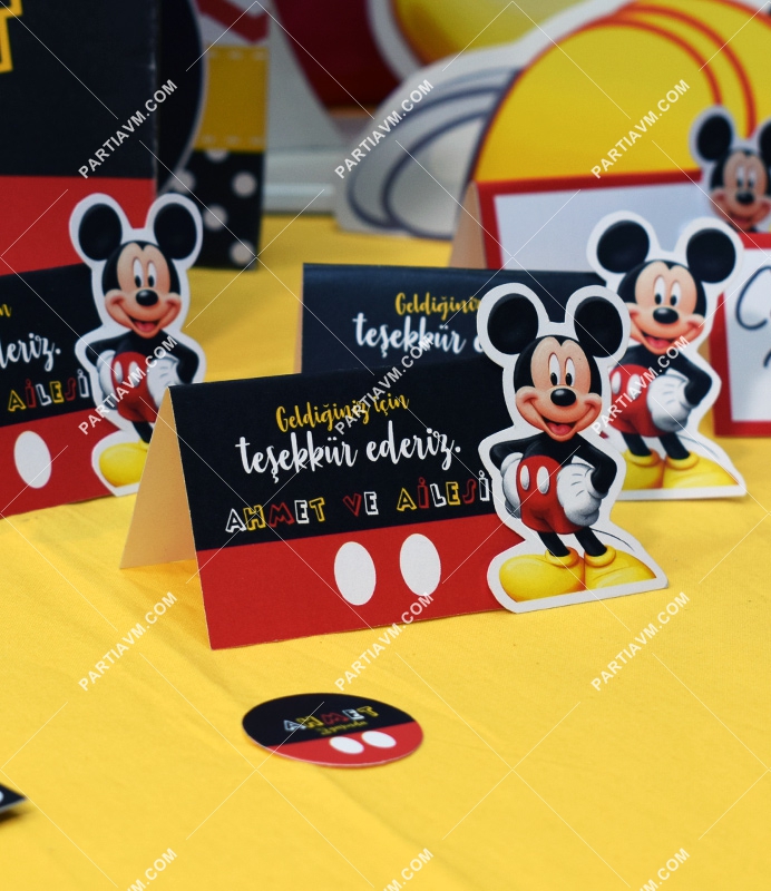 Mickey Mouse Doğum Günü Karton Mini Teşekkür Kartı 8 Adet