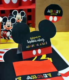 Partiavm Mickey Mouse Doğum Günü Karton Mini Teşekkür Kartı 8 Adet