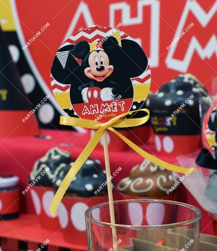 Mickey Mouse Doğum Günü Kürdan Süs Seti Büyük Boy 10 Adet