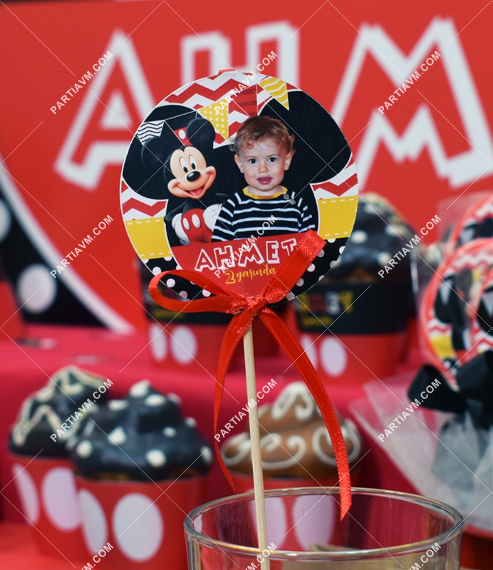 Mickey Mouse Doğum Günü Kürdan Süs Seti Büyük Boy 10 Adet
