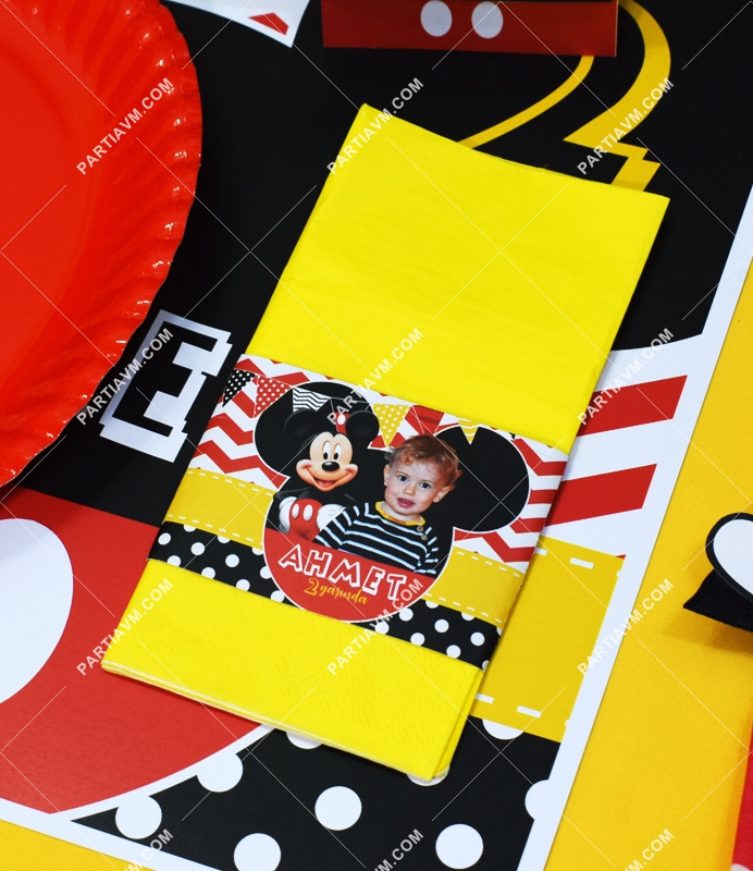 Mickey Mouse Doğum Günü Peçete Bandı ve Peçete 5 Adet