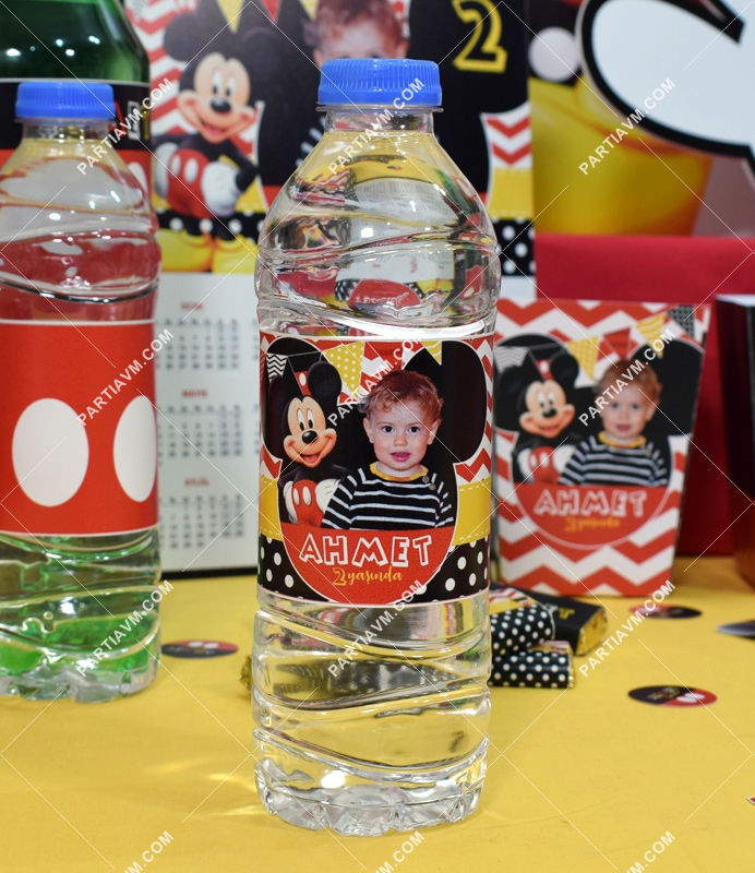 Mickey Mouse Doğum Günü Su Şişesi Bandı 5 Adet
