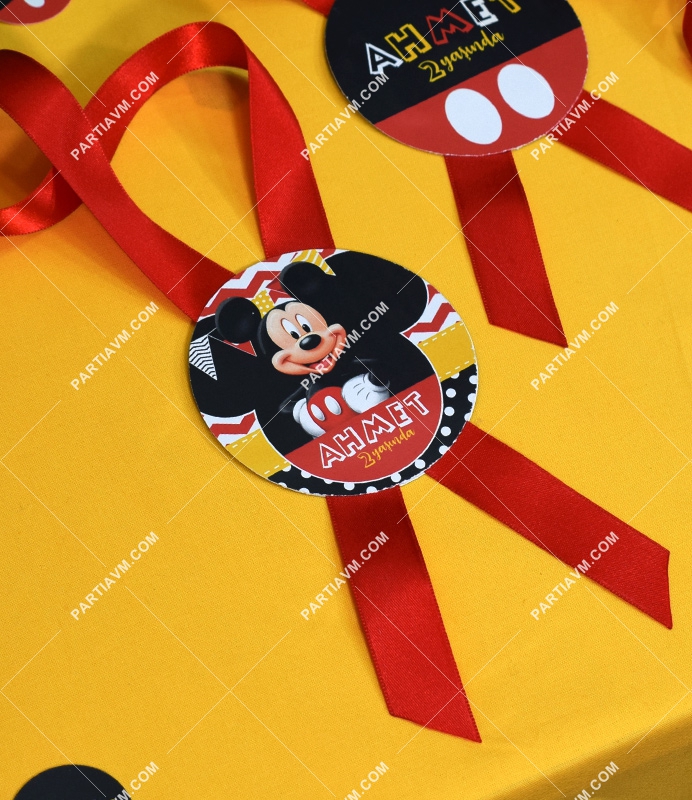 Mickey Mouse Doğum Günü Sunum Etiketi Kurdele Askılı 5 Adet