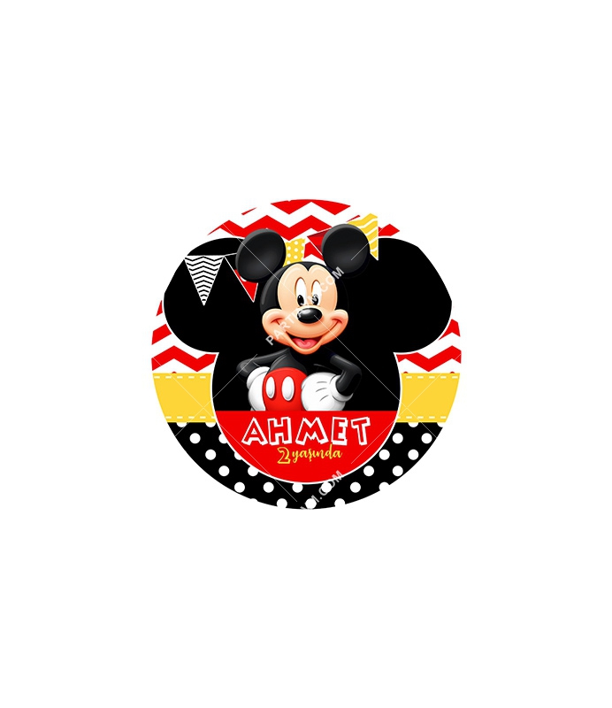 Mickey Mouse Doğum Günü Yuvarlak Etiket 3,5cm 15 Adet