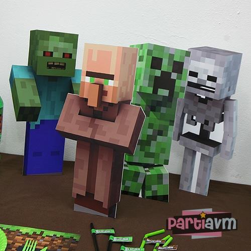 Minecraft Doğum Günü 40 cm Karakter Dekor Pano 4 lü Set