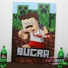 Partiavm Minecraft Doğum Günü 70x100 cm Katlanmaz Pano Afiş