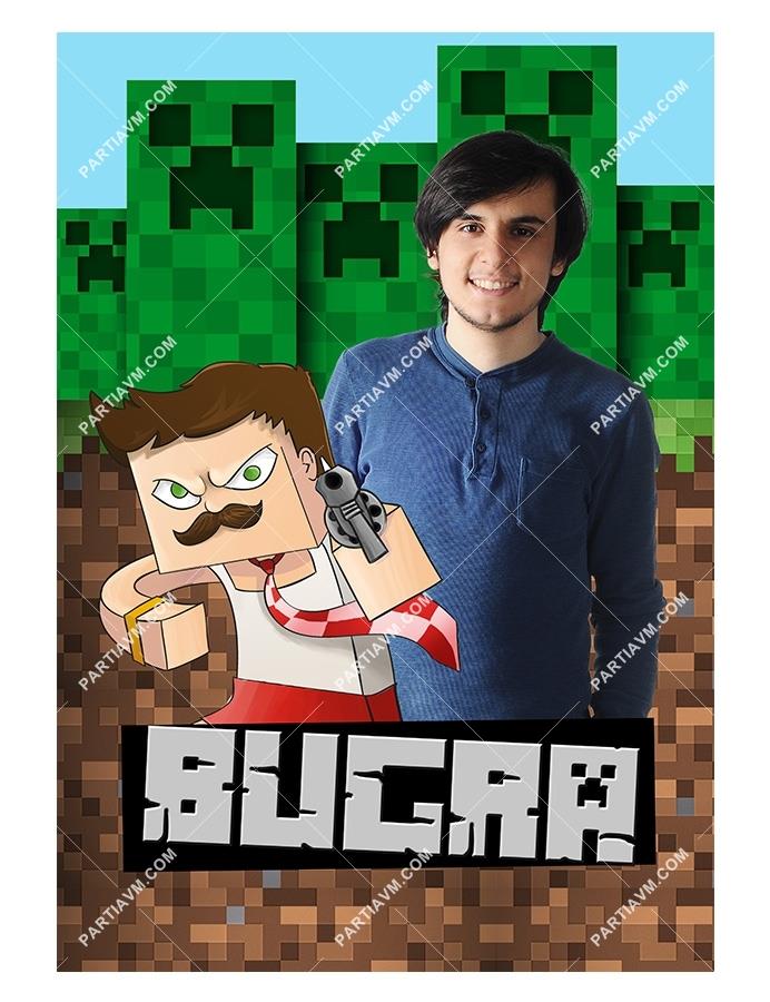 Minecraft Doğum Günü 70x100 cm Yırtılmaz Branda Afiş