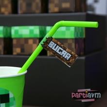 Partiavm Minecraft Doğum Günü Etiketli Pipet 10 Adet satın al