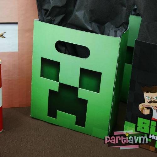 Minecraft Doğum Günü Hediye Çantası Özel Tasarım 13 X 16 cm 5 Adet