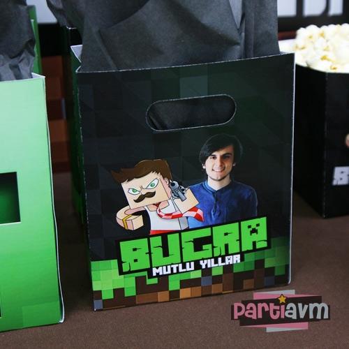 Minecraft Doğum Günü Hediye Çantası Özel Tasarım 13 X 16 cm 5 Adet