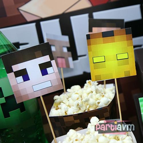 Minecraft Doğum Günü Kürdan Süs Seti Karışık Karakterlerle 10 Adet