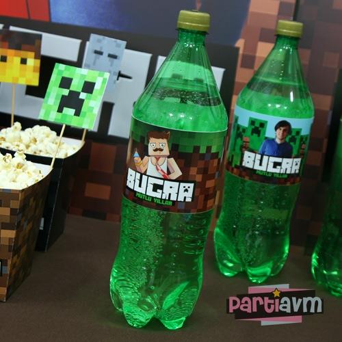 Minecraft Doğum Günü Meşrubat Bandı 1 ve 2 Lt. İçin 5 Adet