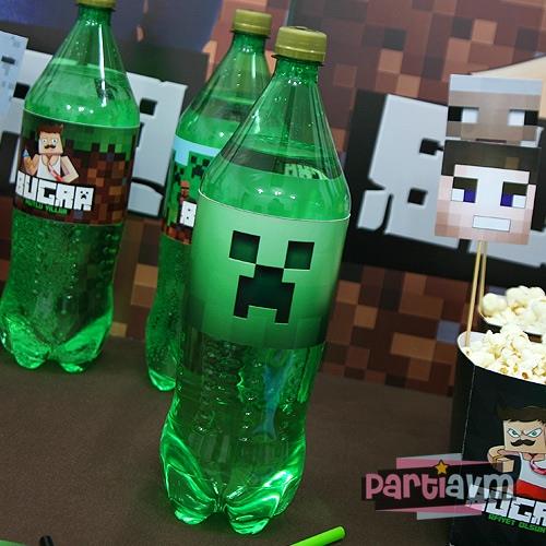 Minecraft Doğum Günü Meşrubat Bandı 1 ve 2 Lt. İçin 5 Adet