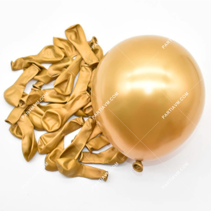 Mini Krom Lateks Balon Gold Renk 10 adet Parlak Altın Balon 12cm