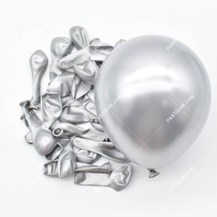Mini Krom Lateks Balon Gümüş Renk 10 adet Parlak Altın Balon 12cm