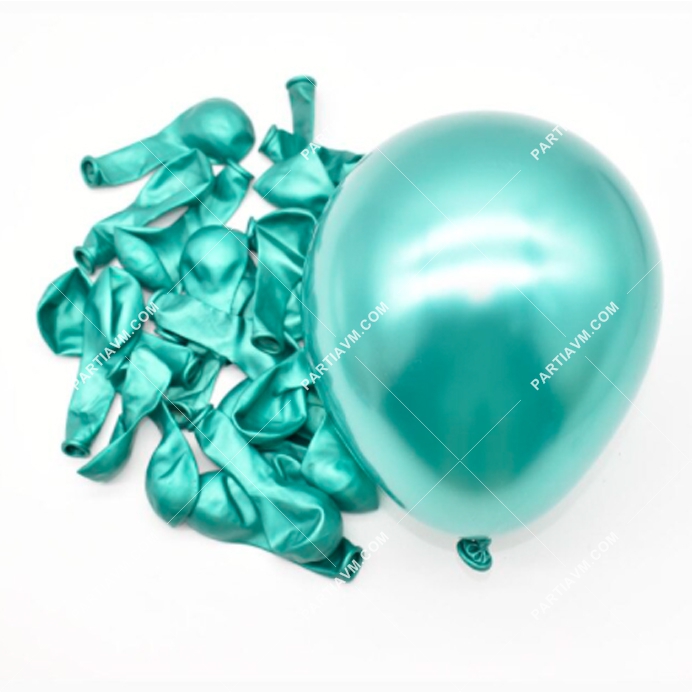 Mini Krom Lateks Balon Yeşil Renk 10 adet Parlak Altın Balon 12cm