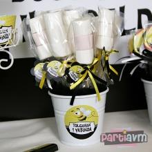 Partiavm Minik Arı Doğum Günü Süsleri Marshmallow Etiketli Kovada 10 Adet Kurdeleli Çubuklu İkramlık satın al