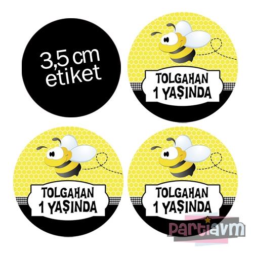 Minik Arı Doğum Günü Süsleri Yuvarlak Etiket 3,5cm 15 Adet