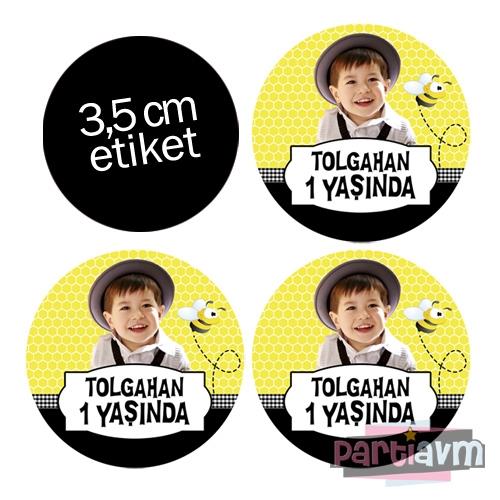 Minik Arı Doğum Günü Süsleri Yuvarlak Etiket 3,5cm 15 Adet