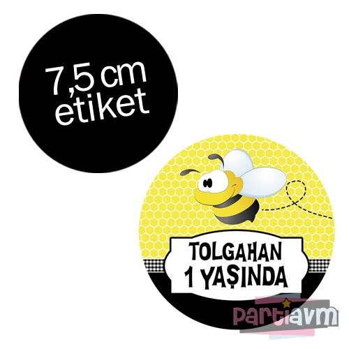 Minik Arı Doğum Günü Süsleri Yuvarlak Etiket 7,5cm 10 Adet