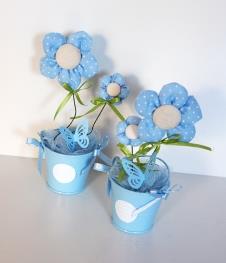 Partiavm Minik Saksıda Kumaş Çiçekler Mavi