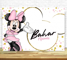 Partiavm Minnie Mouse Beyaz Doğum Günü Süsleri 120 X 85 cm Dev Pano Afiş