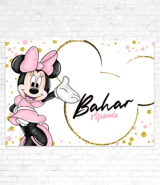 Partiavm Minnie Mouse Beyaz Doğum Günü Süsleri 120x85 cm Büyük Boy Kağıt Afiş