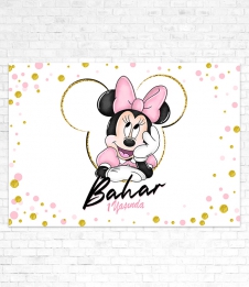 Partiavm Minnie Mouse Beyaz Doğum Günü Süsleri 120x85 cm Büyük Boy Kağıt Afiş