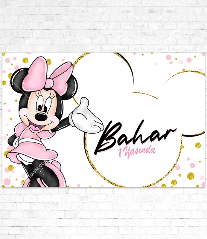 Minnie Mouse Beyaz Doğum Günü Süsleri 150x100 cm Dev Yırtılmaz Branda Afiş