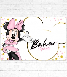 Partiavm Minnie Mouse Beyaz Doğum Günü Süsleri 150x100 cm Dev Yırtılmaz Branda Afiş