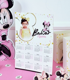 Partiavm Minnie Mouse Beyaz Doğum Günü Süsleri 19x29 cm Masaüstü Pano Takvim
