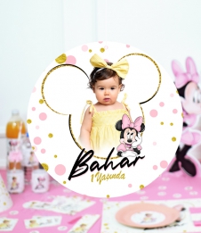 Partiavm Minnie Mouse Beyaz Doğum Günü Süsleri 20 cm Önlü Arkalı Baskı Kalın Karton Misinalı Asma Süs