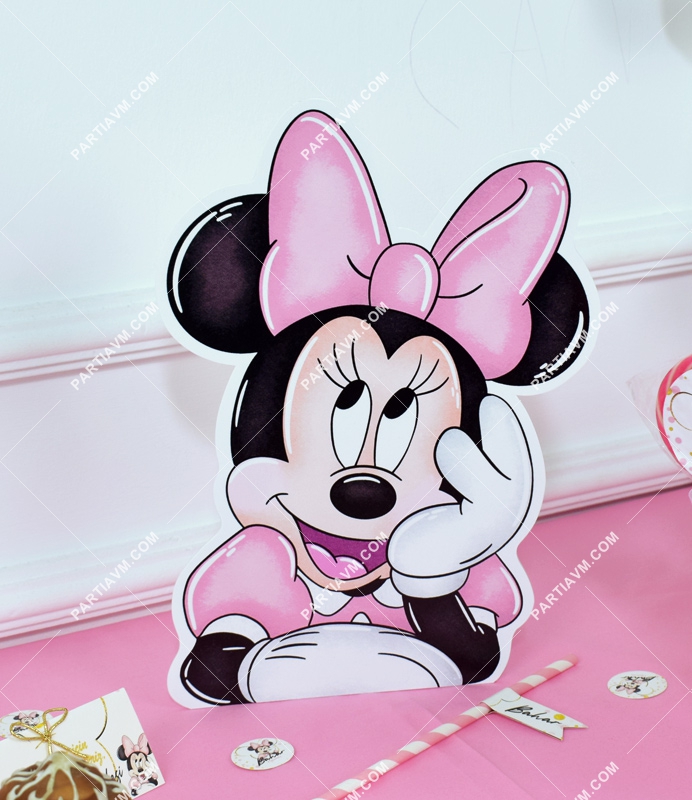 Minnie Mouse Beyaz Doğum Günü Süsleri 30 cm Ayaklı Minnie Mouse Dekor Pano