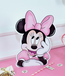 Partiavm Minnie Mouse Beyaz Doğum Günü Süsleri 30 cm Ayaklı Minnie Mouse Dekor Pano
